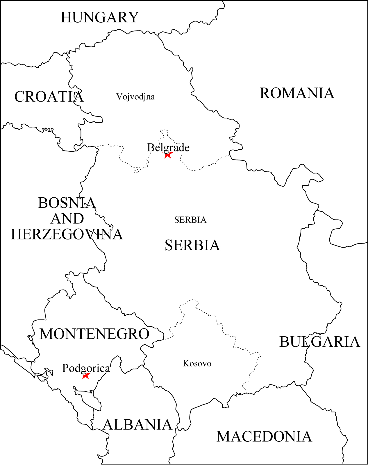 Сербия и албания карта